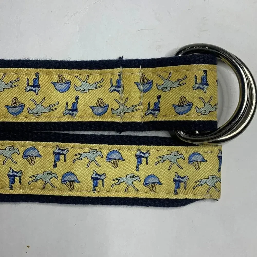 VINEYARD VINES Preppy Yellow Blue Derby Horse Jockey Race Belt Size Small